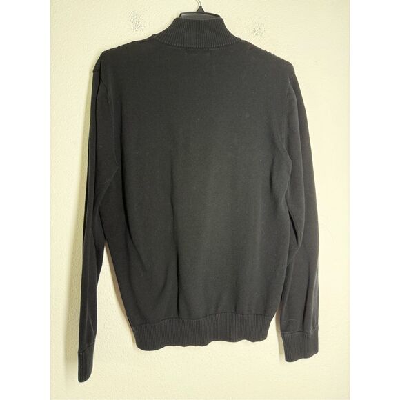Michael Kors 1/4 Zip Long Sleeve Pullover Sweater Men' Black Cotton Stretch Sz L - Picture 4 of 9